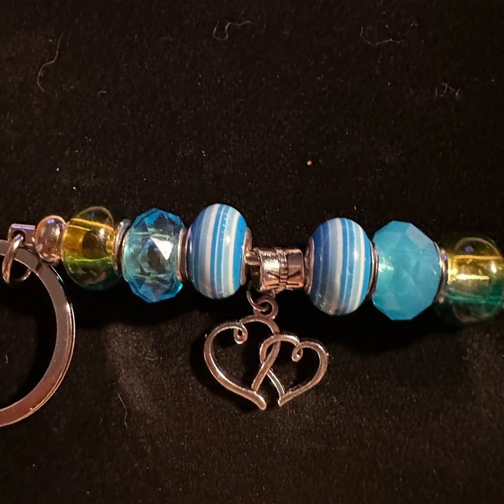 Handmade Blue Pandora Like Purse Key Chain
